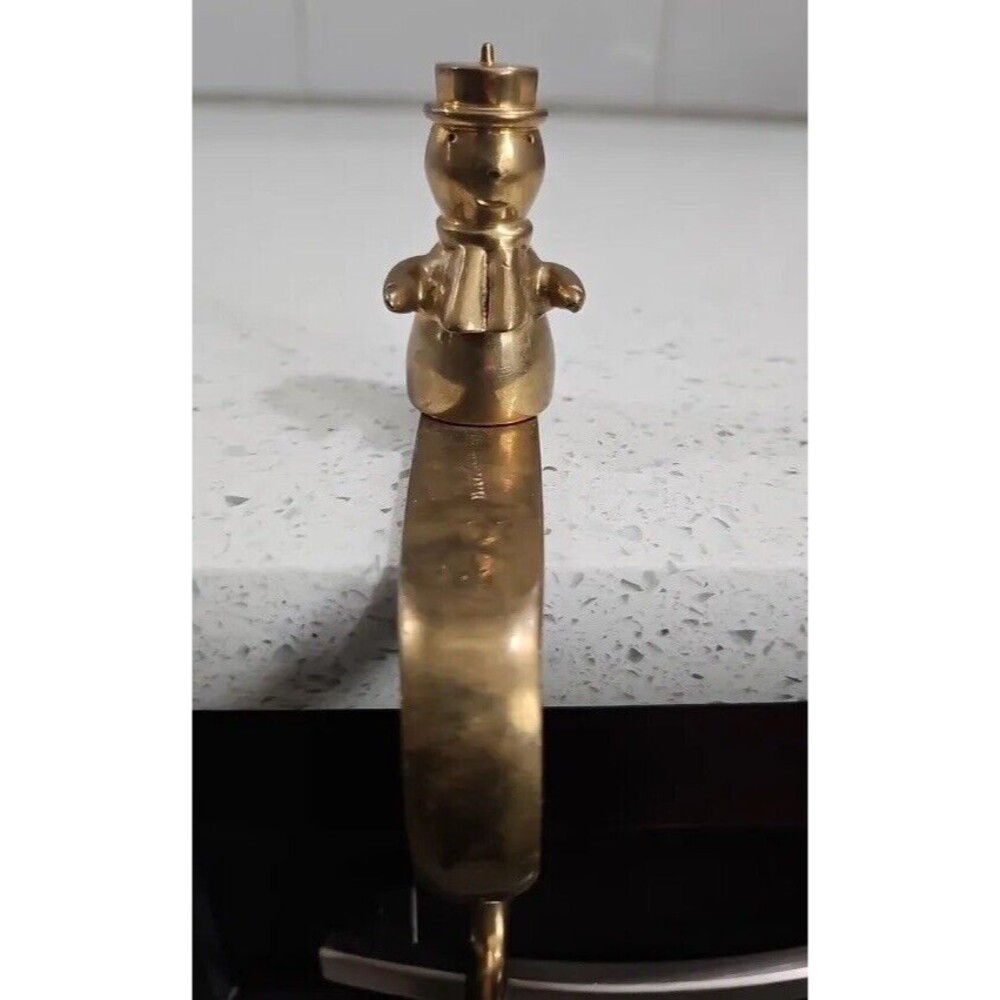 Solid Brass Christmas Stocking Hanger Snowman Vintage